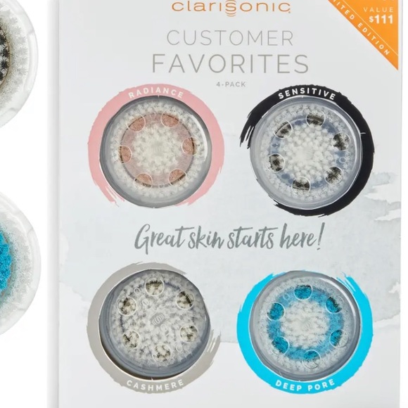New w/o box 4 pc Clarisonic Favorite Brush Head Set Deep Pore Sensitive Radiance - Picture 1 of 7
